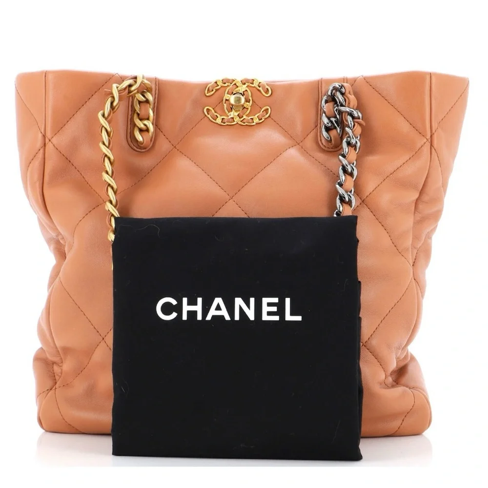 CHANEL Lambskin Quilted Leather Shopping Bag in Light Caramel Brown - Picture 16 of 16